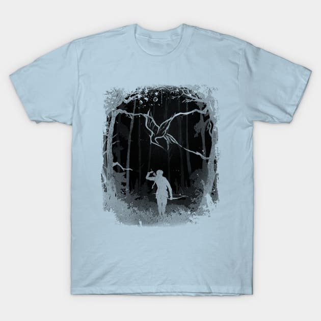 Hunger Games Woods - Black Cyan T-Shirt by Uwaki